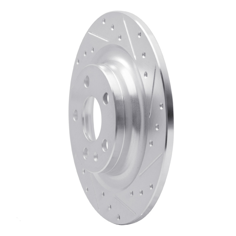 Volvo S60 Brake Rotor (1) - Rear Right - R1 Concepts - Drilled & Slotted - Silver - `18-`25